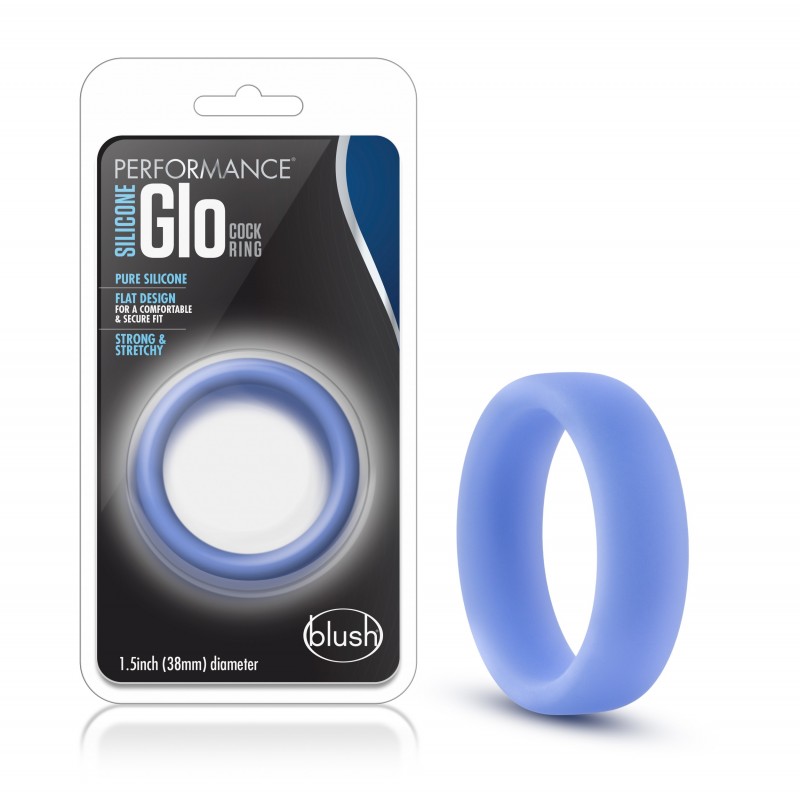 Performance Silicone Glo Cock Ring - Blue